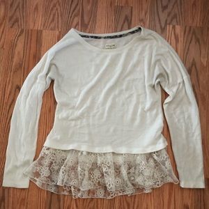 Lace trimmed long sleeve
